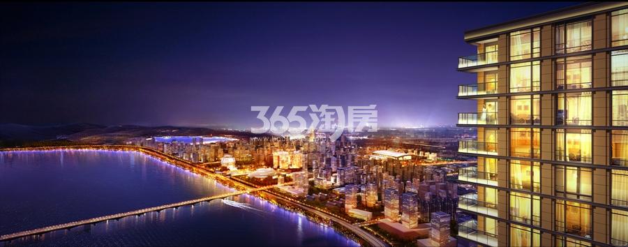 滨江铂金海岸沿江夜景效果图